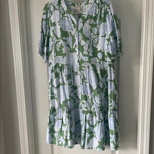 Wonderly Green and Light Blue Floral Dress